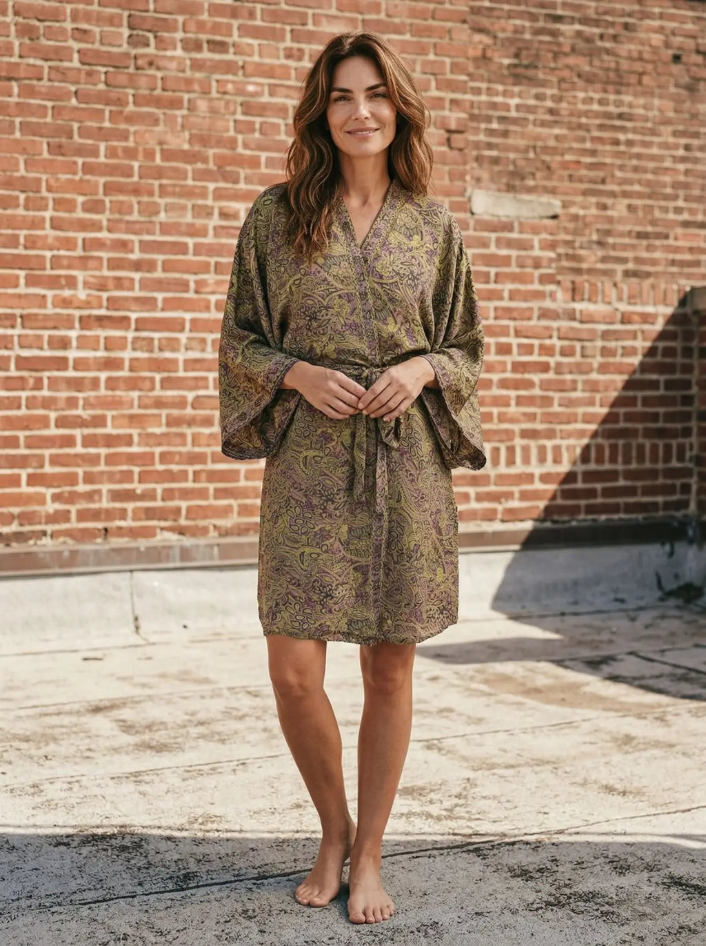 Vintage Silk Kimono Robe in floral