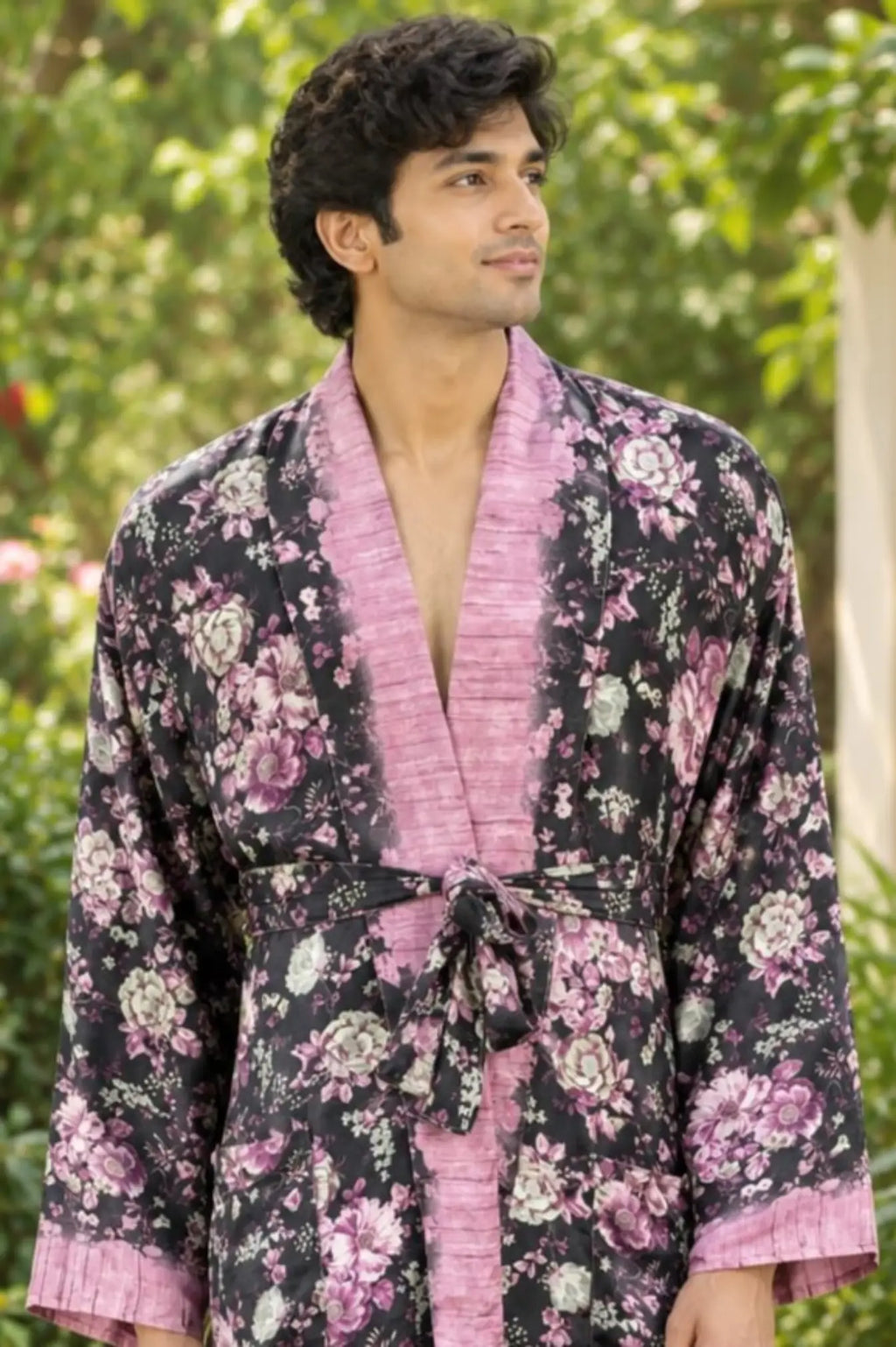 Silky Soft Mens Kimono Robe | Masculine Elegant Classic Sustainable Vintage House Robe gift, Timeless Comfy Lounge Beach Cover Up, Nightwear