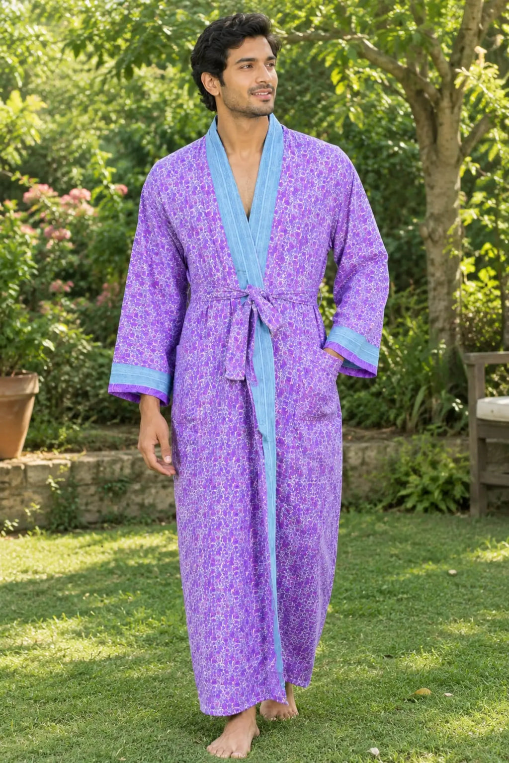 Silky Soft Mens Kimono Robe | Masculine Elegant Classic Sustainable Vintage House Robe gift, Timeless Comfy Lounge Beach Cover Up, Nightwear