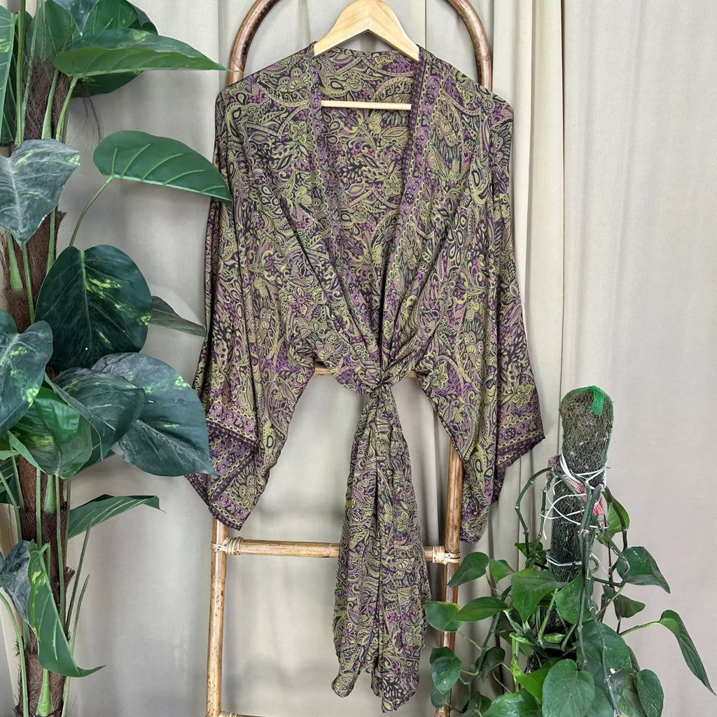 Vintage Silk Kimono Robe in floral