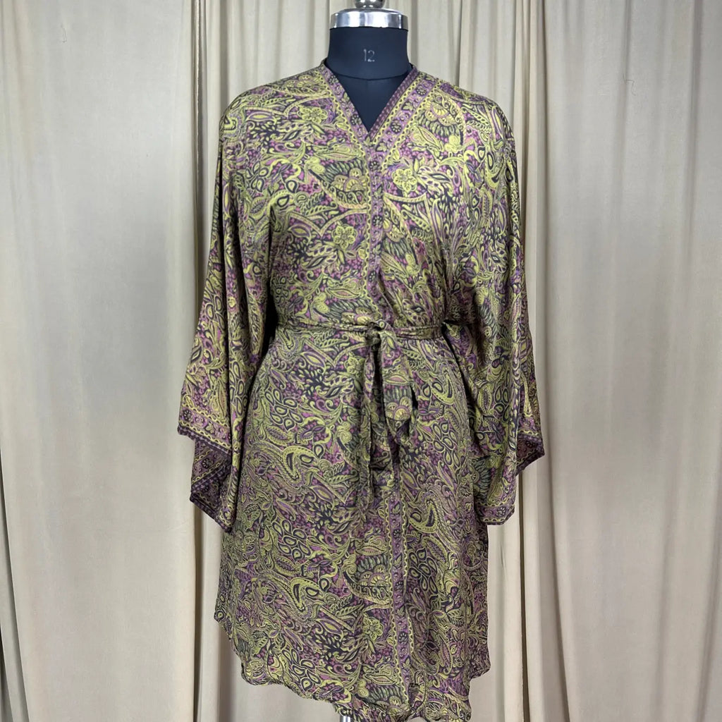 Vintage Silk Kimono Robe in floral