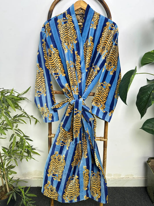 Velvet Women Kimono Robe | Boho Dressing Gown Reversible With Lining | Womens Clothing Bridal Robe Spa Gift For Her, Smoking Jacket For Him