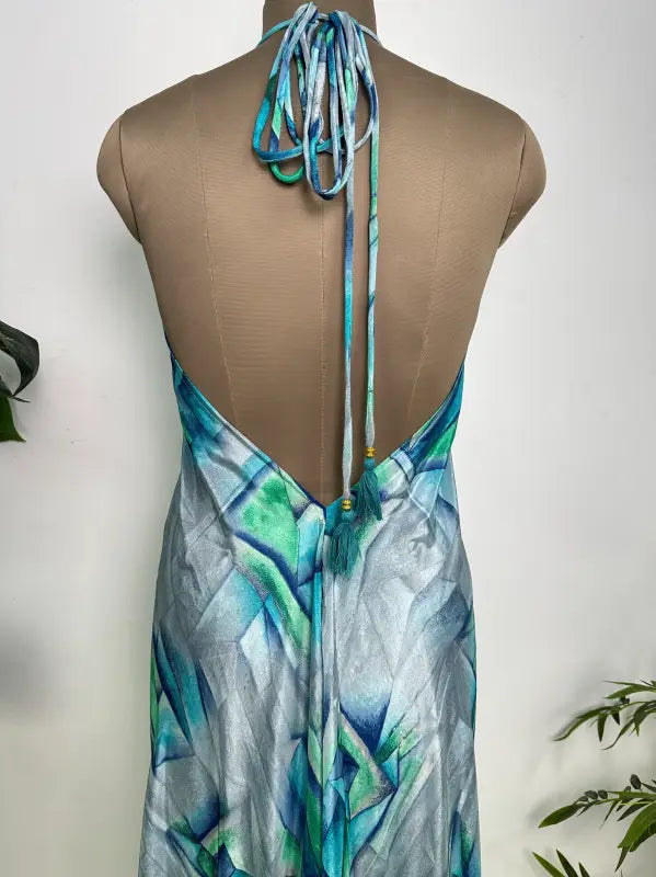 Womens Clothing Maxi Halter Neck Dress | Soft Breathable Recycle Silky, Flowy Boho Festival Dress for Beach Cover up, Anniversary Gift Her