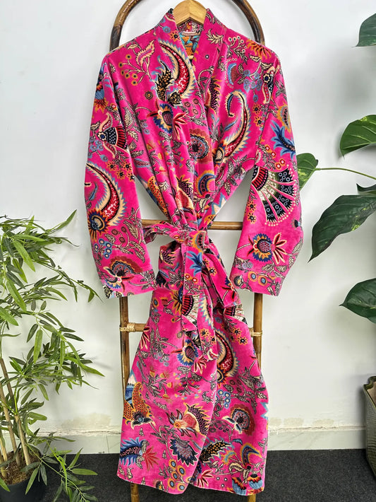 Velvet Women Kimono Dressing Gown | Womens Clothing Boho Reversible With Lining | Bridal Robe Spa Gift  For Her, Smoking Jacket For Him