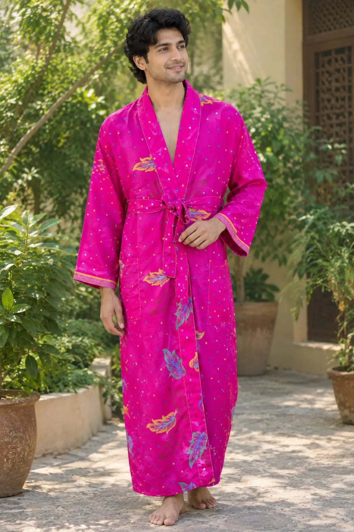 Silky Soft Mens Kimono Robe | Masculine Elegant Classic Sustainable Vintage House Robe gift, Timeless Comfy Lounge Beach Cover Up, Nightwear