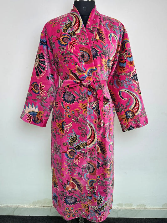 Velvet Women Kimono Dressing Gown | Womens Clothing Boho Reversible With Lining | Bridal Robe Spa Gift  For Her, Smoking Jacket For Him