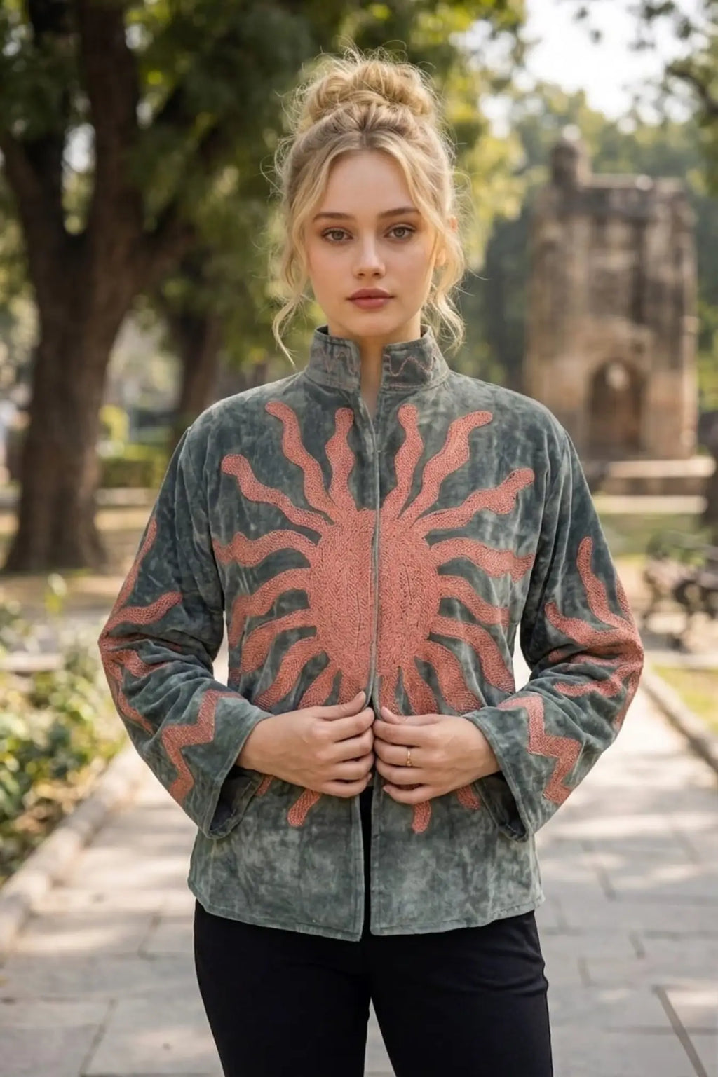 Women's Suzani embroidered Velvet Jacket