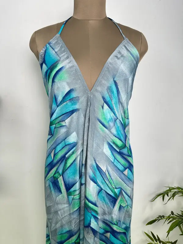 Womens Clothing Maxi Halter Neck Dress | Soft Breathable Recycle Silky, Flowy Boho Festival Dress for Beach Cover up, Anniversary Gift Her