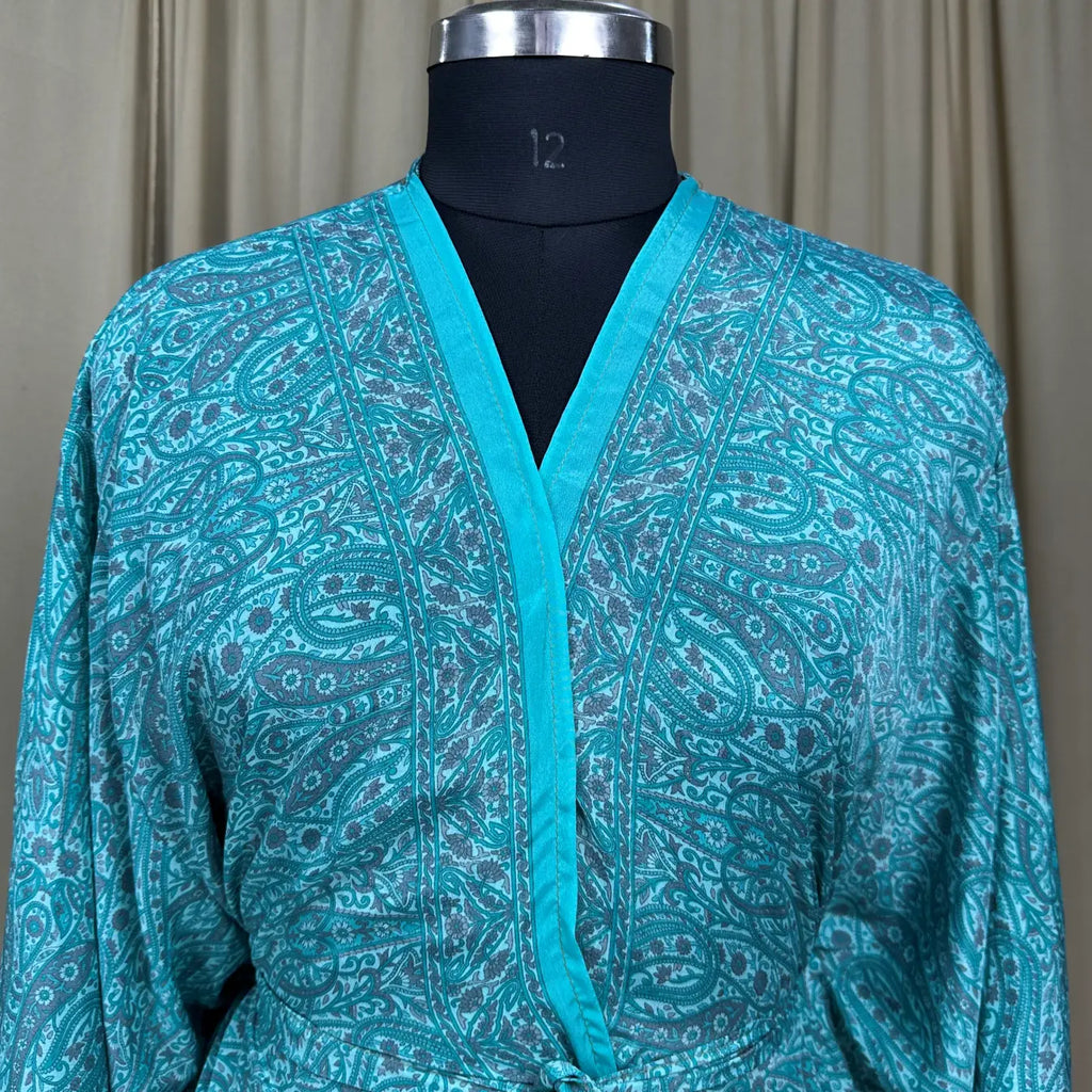Vintage Silk Kimono Robe in paisley