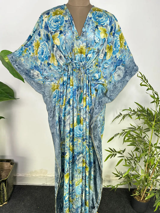 Kaftan Dress | Recycle Silky Soft Women Clothing, Oversize Resort Wear Caftan, Boho Beach Cover Up, Women Loose Fit Midi Dress, Gift for Her