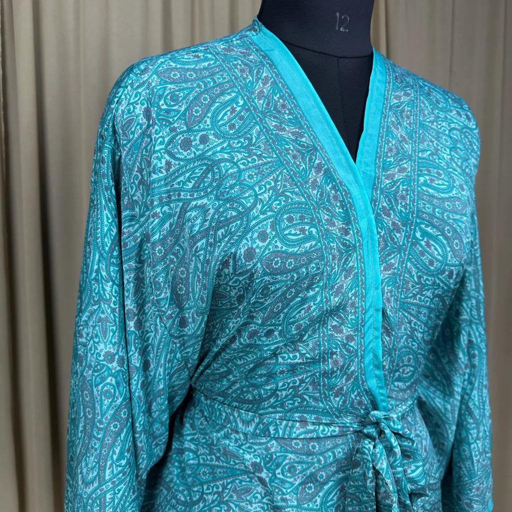 Vintage Silk Kimono Robe in paisley