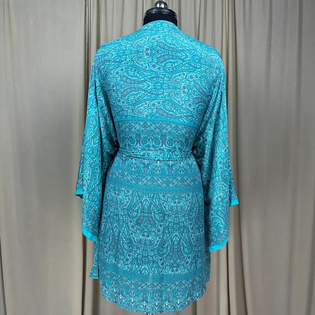 Vintage Silk Kimono Robe in paisley