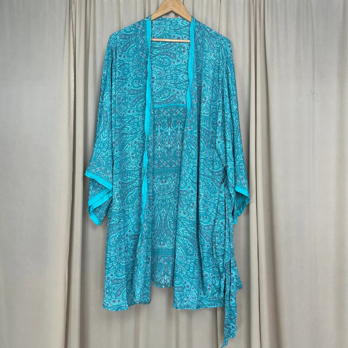 Vintage Silk Kimono Robe in paisley