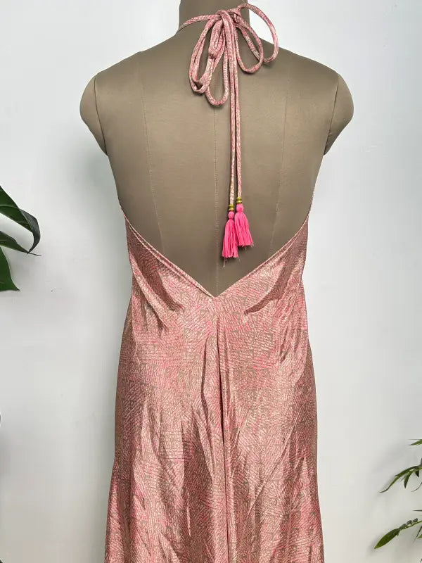Womens Clothing Maxi Halter Neck Dress | Soft Breathable Recycle Silk Beach Cover up, Flowy Boho Festival Dress, Anniversary Gift For Her
