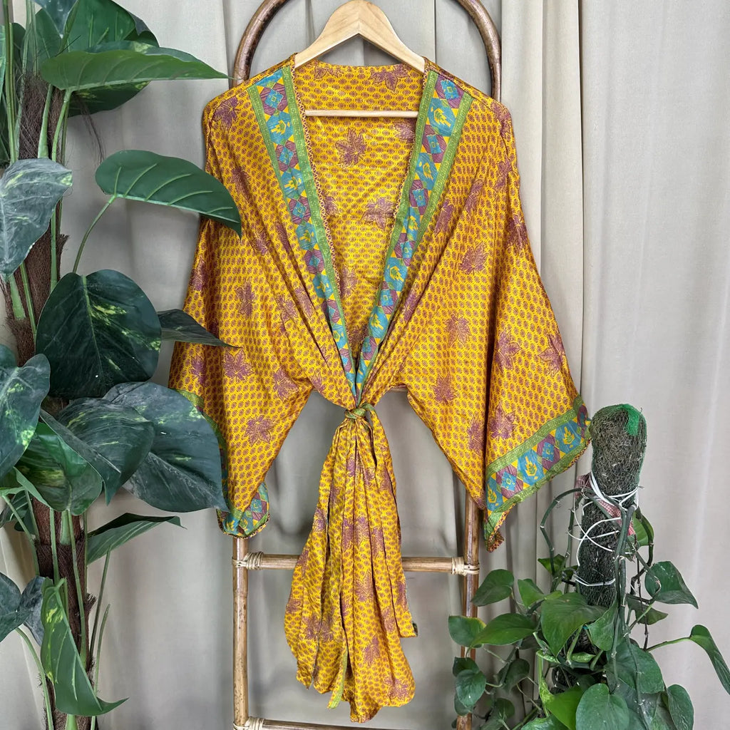 Vintage Silk Kimono Robe in floral