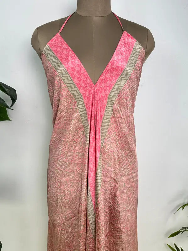 Womens Clothing Maxi Halter Neck Dress | Soft Breathable Recycle Silk Beach Cover up, Flowy Boho Festival Dress, Anniversary Gift For Her