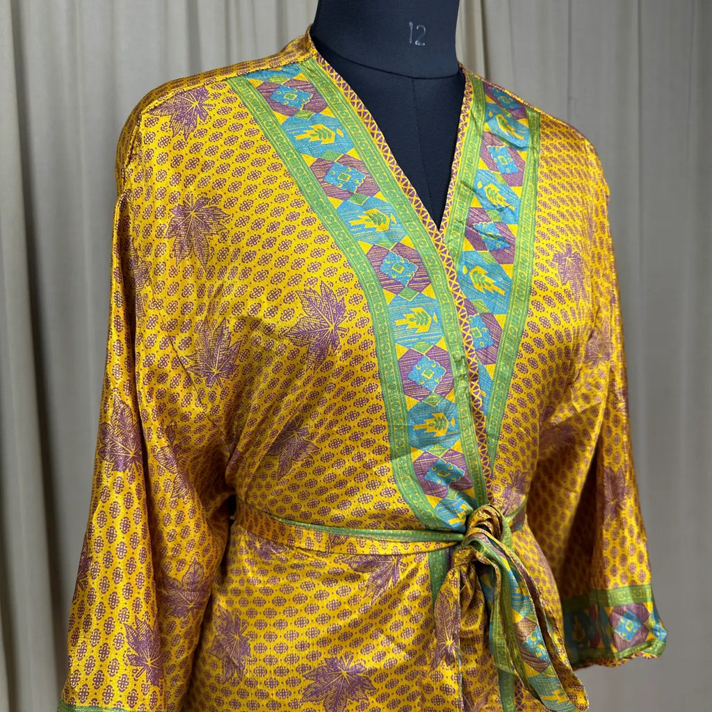 Vintage Silk Kimono Robe in floral