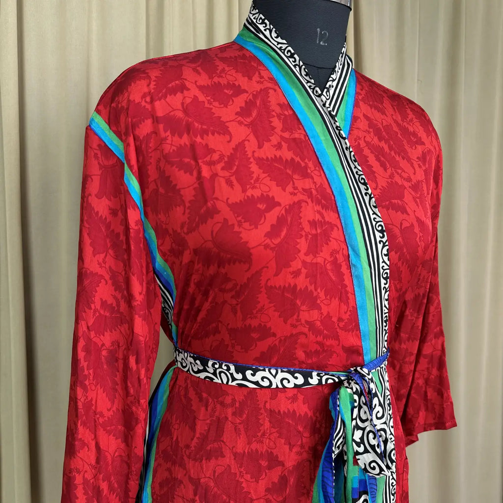 Vintage Silk Kimono Robe in floral