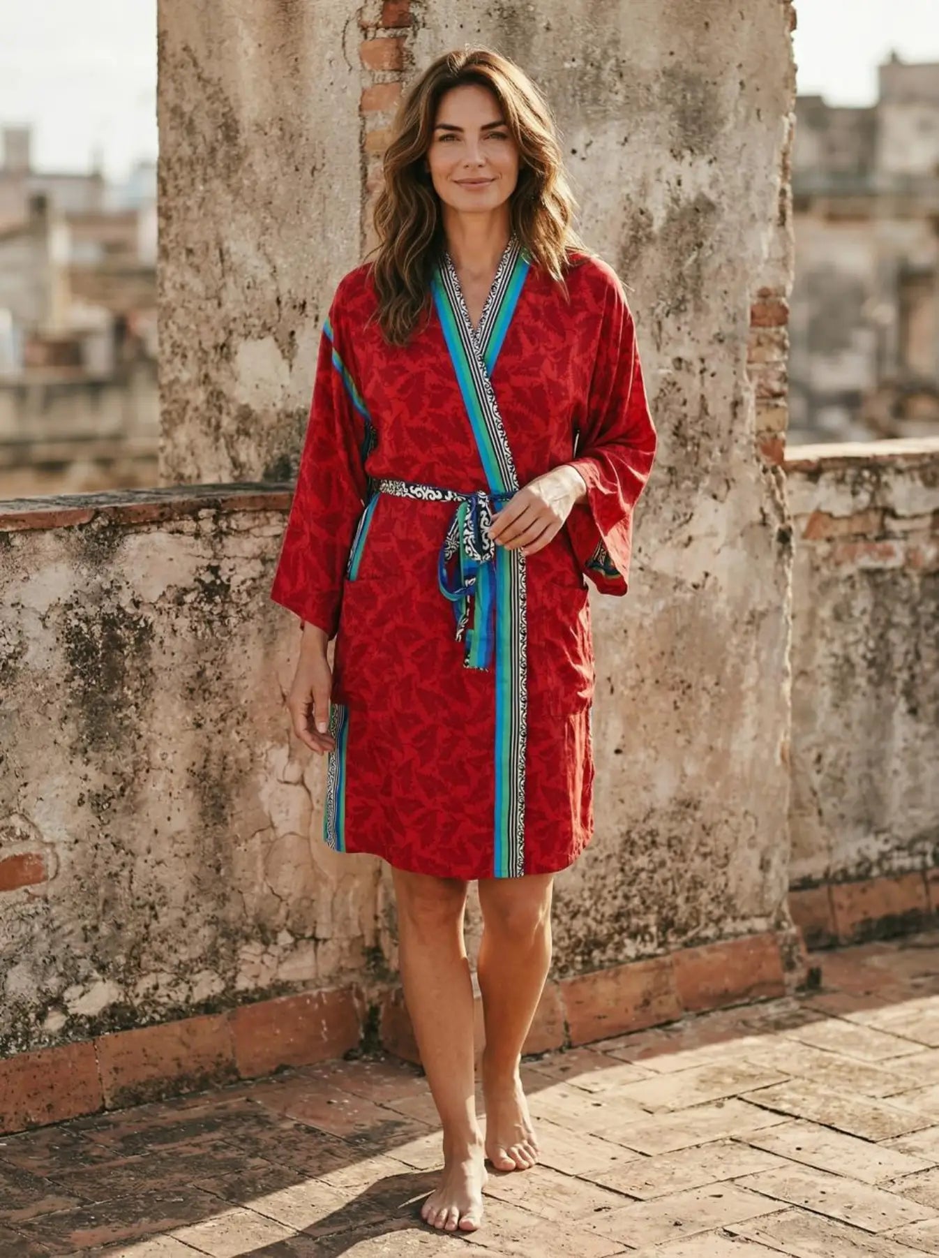 kimono boho dress Long Wrap Around Kimono Dress | Open Kimono Rob With Belt | Hippie Clothing | Black Tribal Pool Over | Resort | Vacation | Festival | Beach