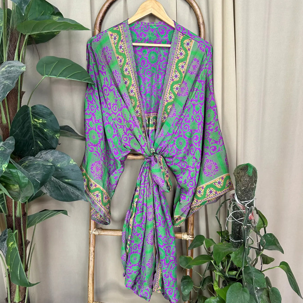 Vintage Silk Kimono Robe in floral