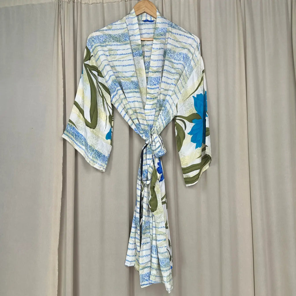 Vintage Silk Kimono Robe in floral
