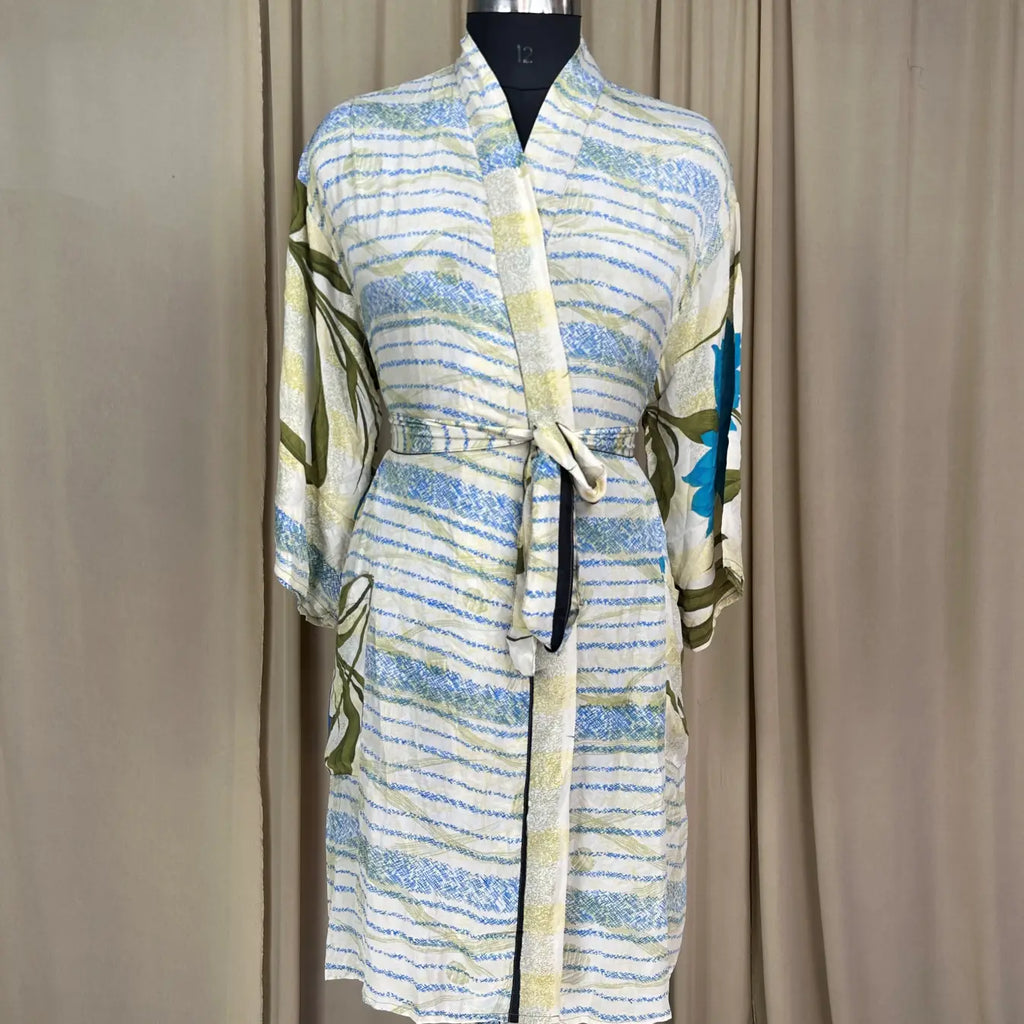 Vintage Silk Kimono Robe in floral