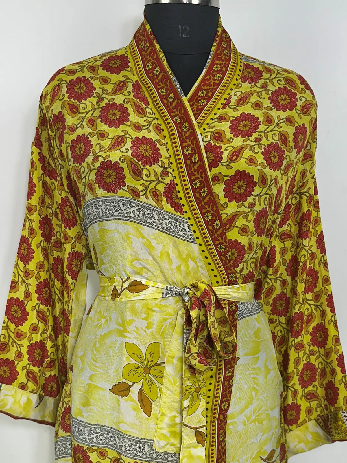 Recycle Silk Sari Women Kimono | Boho Chic Robe House | Beach Cover Up Vintage Bridesmaid Lounge Dressing Gown l Resort Wear Gypsy Nightwear
