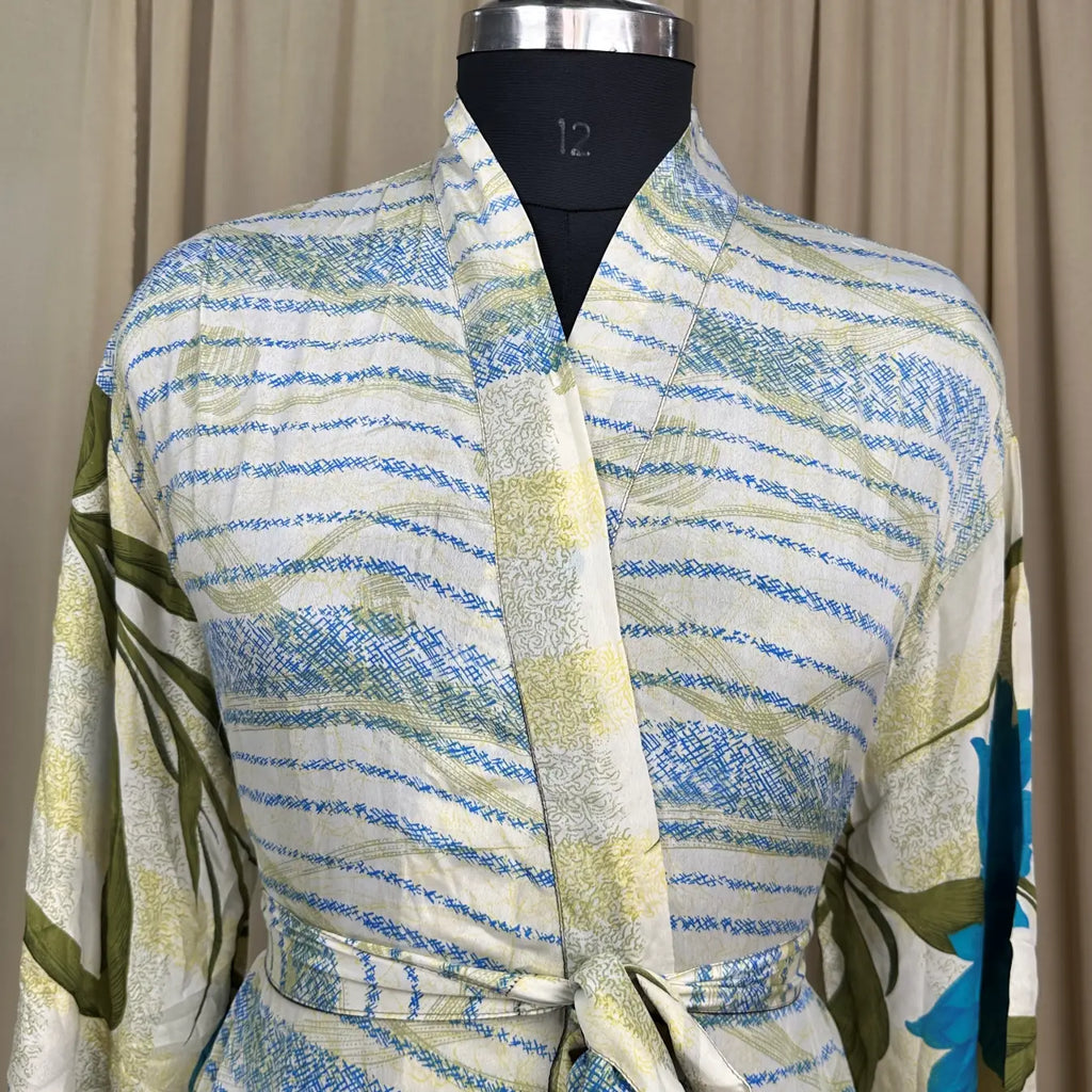 Vintage Silk Kimono Robe in floral