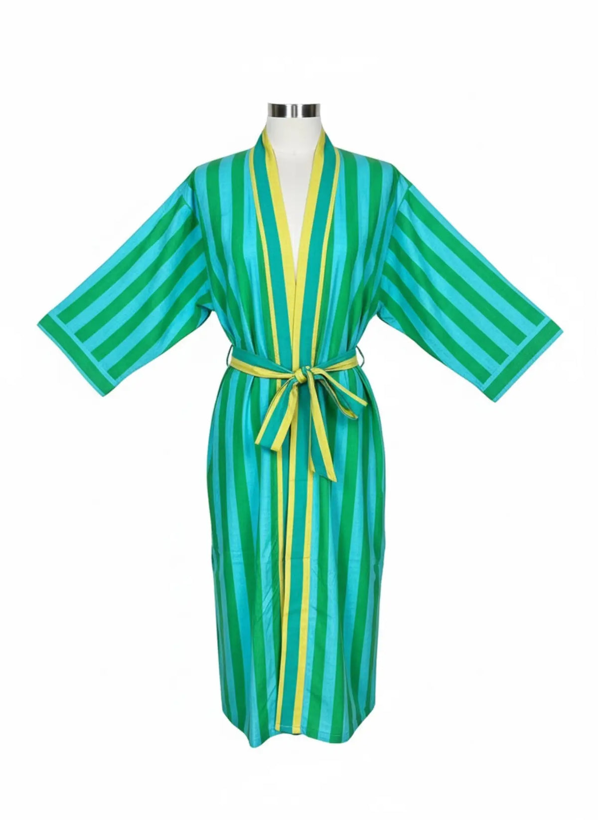 Unisex reversible Cotton Kimono Robe in geometric