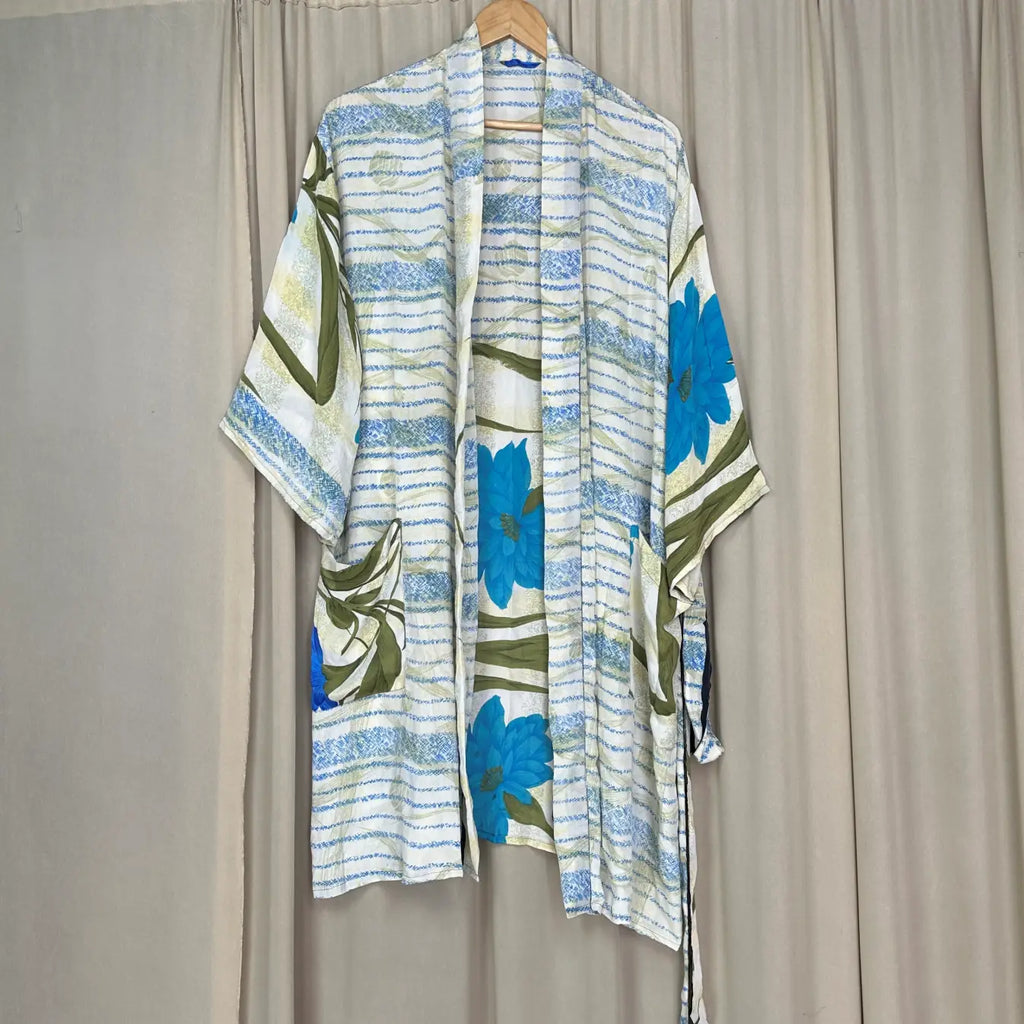 Vintage Silk Kimono Robe in floral