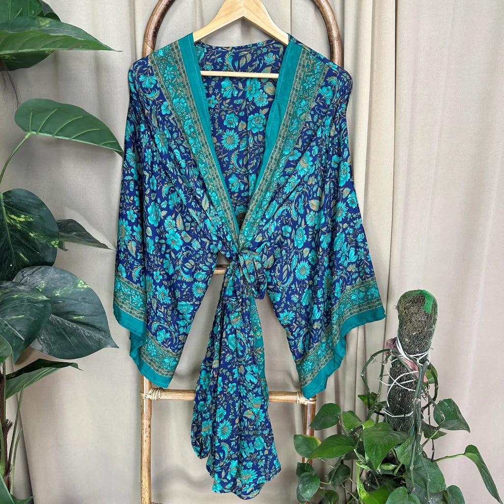 Vintage Silk Kimono Robe in floral