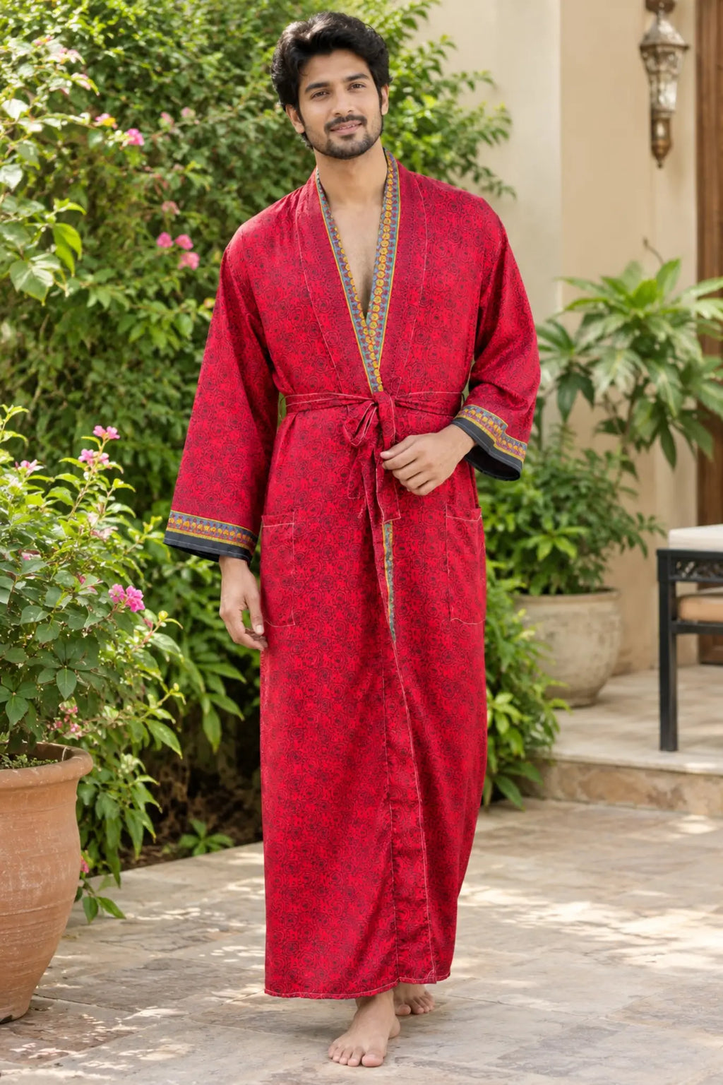 Silky Soft Mens Kimono Robe | Masculine Elegant Classic Sustainable Vintage House Robe gift, Timeless Comfy Lounge Beach Cover Up, Nightwear