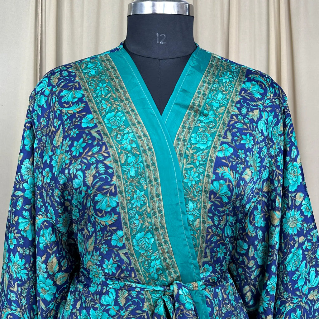 Vintage Silk Kimono Robe in floral