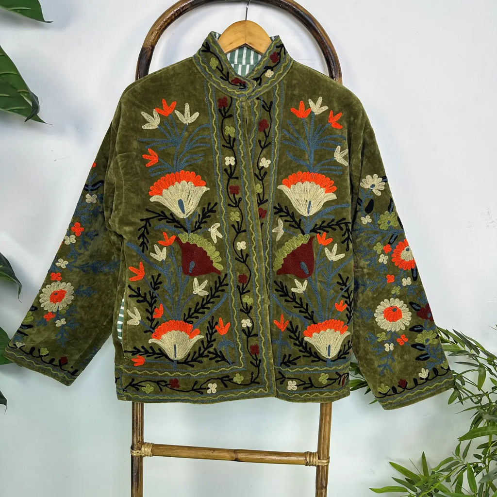 Women's Suzani embroidered Velvet Jacket