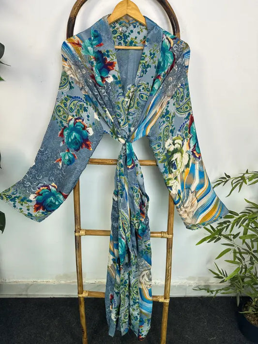 Silky Soft Mens Kimono Robe | Masculine Elegant Classic Sustainable Vintage House Robe gift, Timeless Comfy Lounge Beach Cover Up, Nightwear