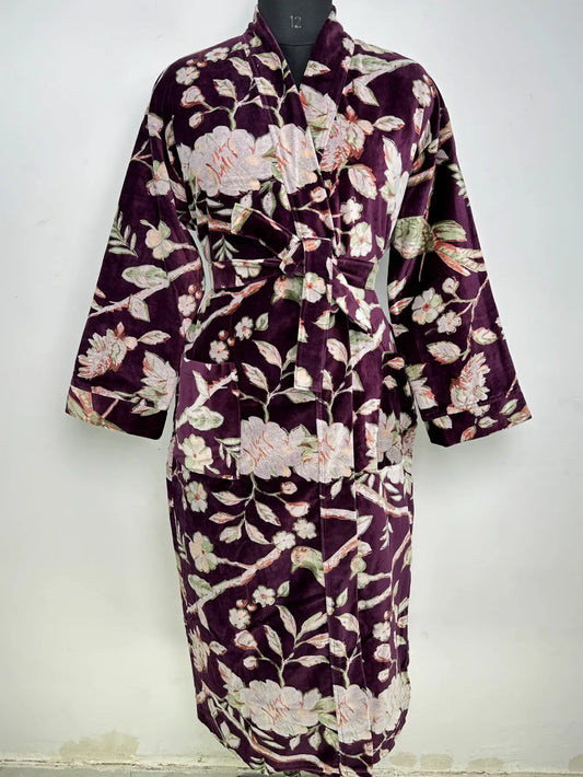Luxury Velvet  Womens Kimono | Boho Reversible Dressing Gown With Lining, Womens Clothing, Bridal Robe, Smoking Jacket For Him, Spa Gift