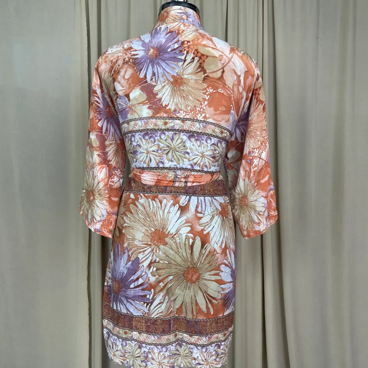 Vintage Silk Sari Boho Kimono | Luxury Loungewear House Robe Flowy Gown, Regal Floral Romance Duster Beach CoverUp, Bridesmaid Dressing Gown