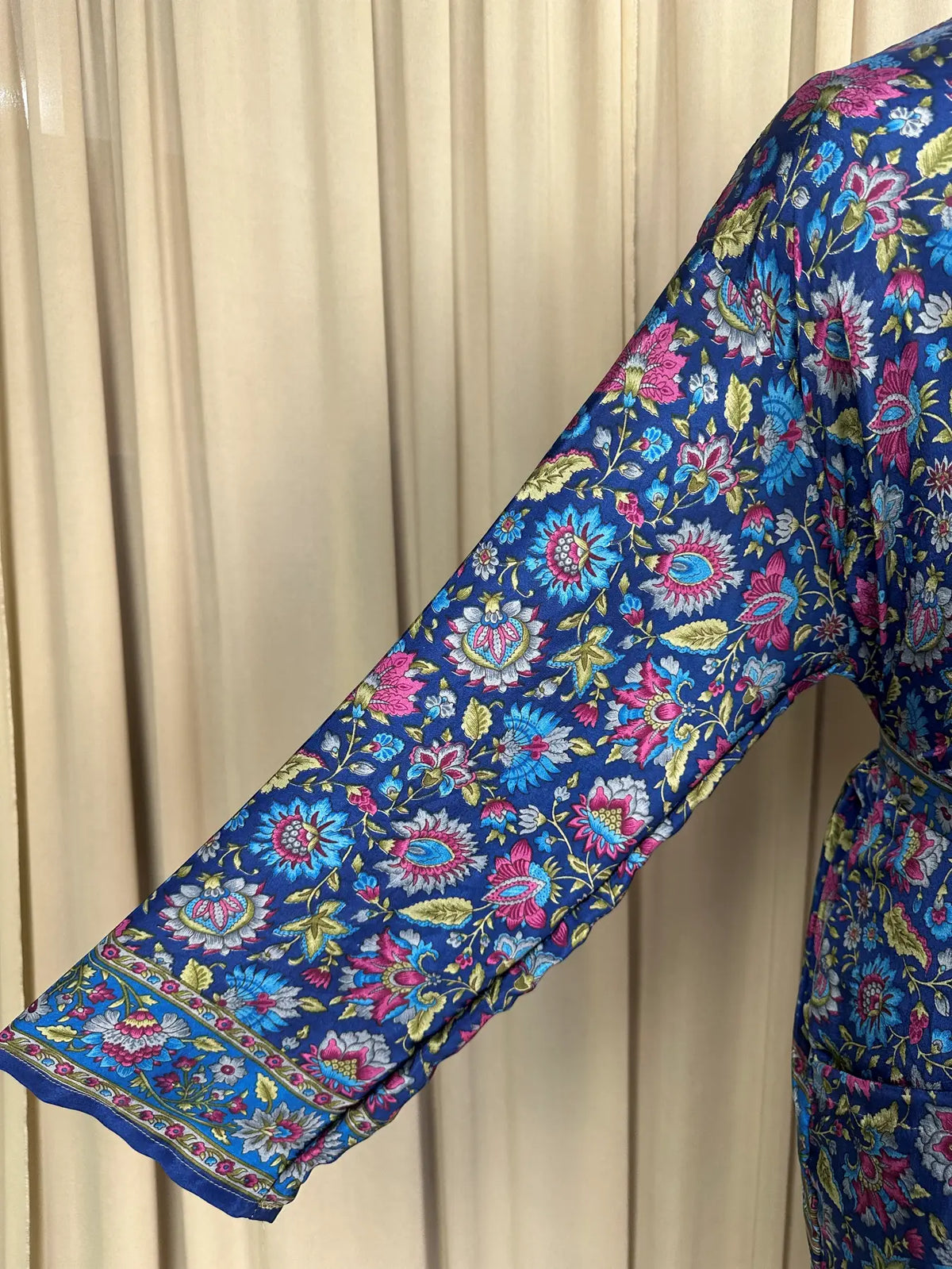 Silky Soft Menâ€™s Kimono Robe | Masculine Elegant Classic Sustainable Vintage House Robe gift, Timeless Comfy Lounge Beach Wear Blue Floral