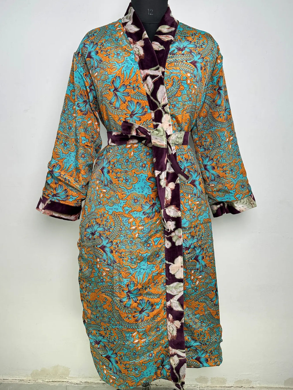 Luxury Velvet  Womens Kimono | Boho Reversible Dressing Gown With Lining, Womens Clothing, Bridal Robe, Smoking Jacket For Her, Spa Gift