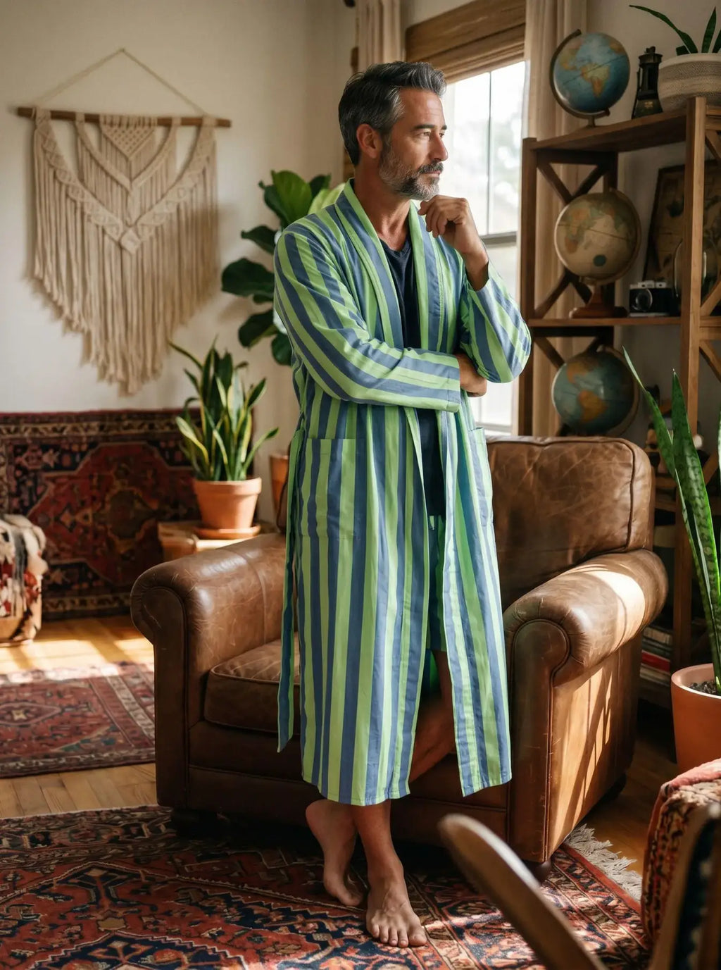 Men's Silky Kimono & Boxer Set