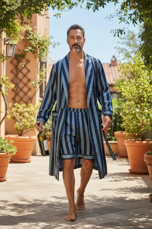 Silky Mens Kimono Robe With Shorts | Dressing Gown, Spa Robes, Smoking Jacket, Beach Coverup, Mens Clothing, Gift For Men, Anniversary Gift