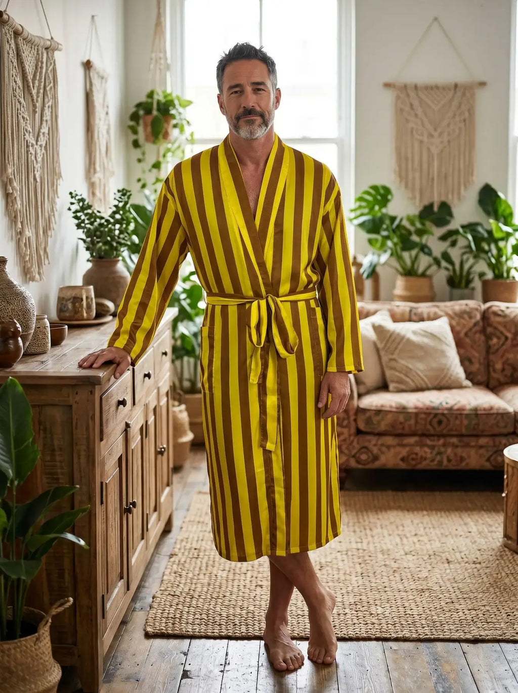 Men's Silky Kimono & Boxer Set