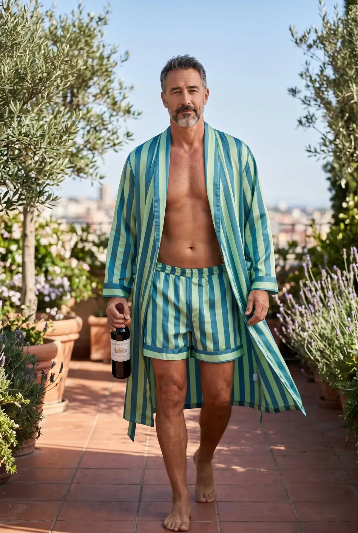 Silky Mens Kimono Robe With Shorts | Dressing Gown, Spa Robes, Smoking Jacket, Beach Coverup, Mens Clothing, Gift For Men, Anniversary Gift