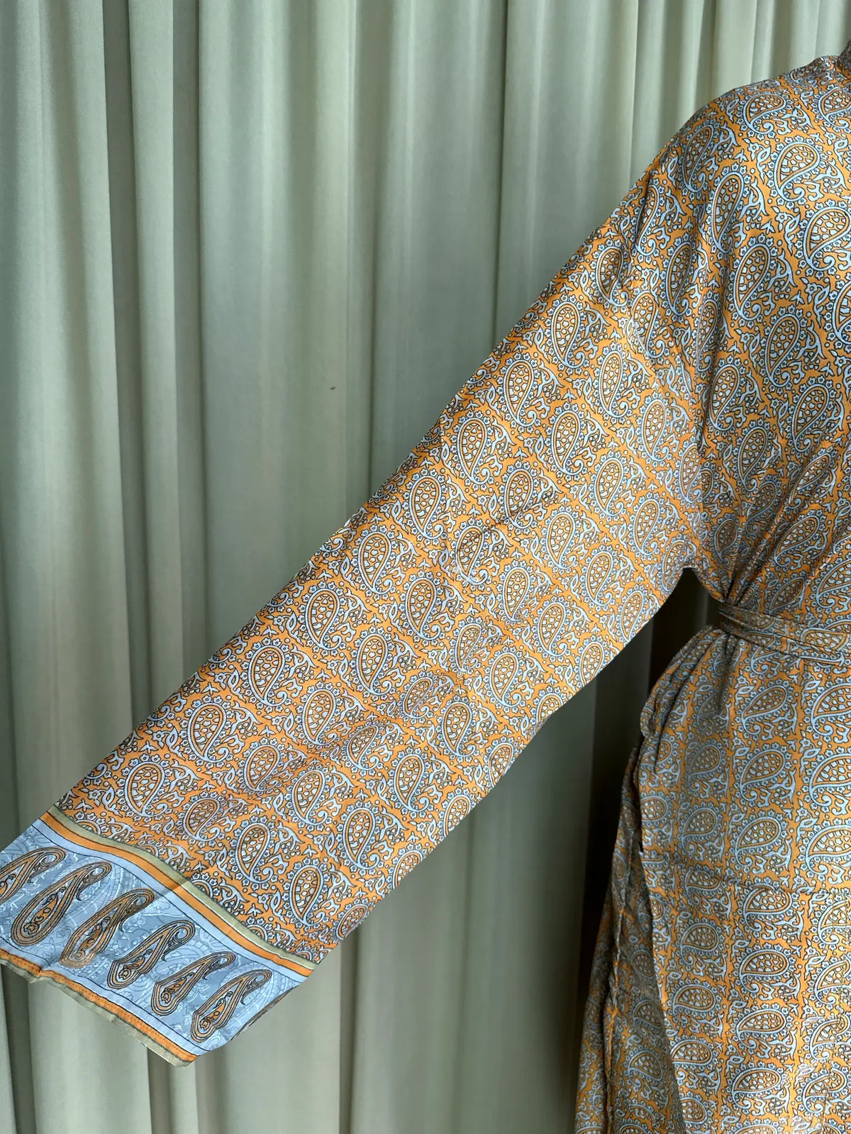 Silky Soft Menâ€™s Kimono Robe, Masculine Elegant Classic Sustainable Vintage House Robe gift, Timeless Comfy Lounge Beach Wear Orange Paisley