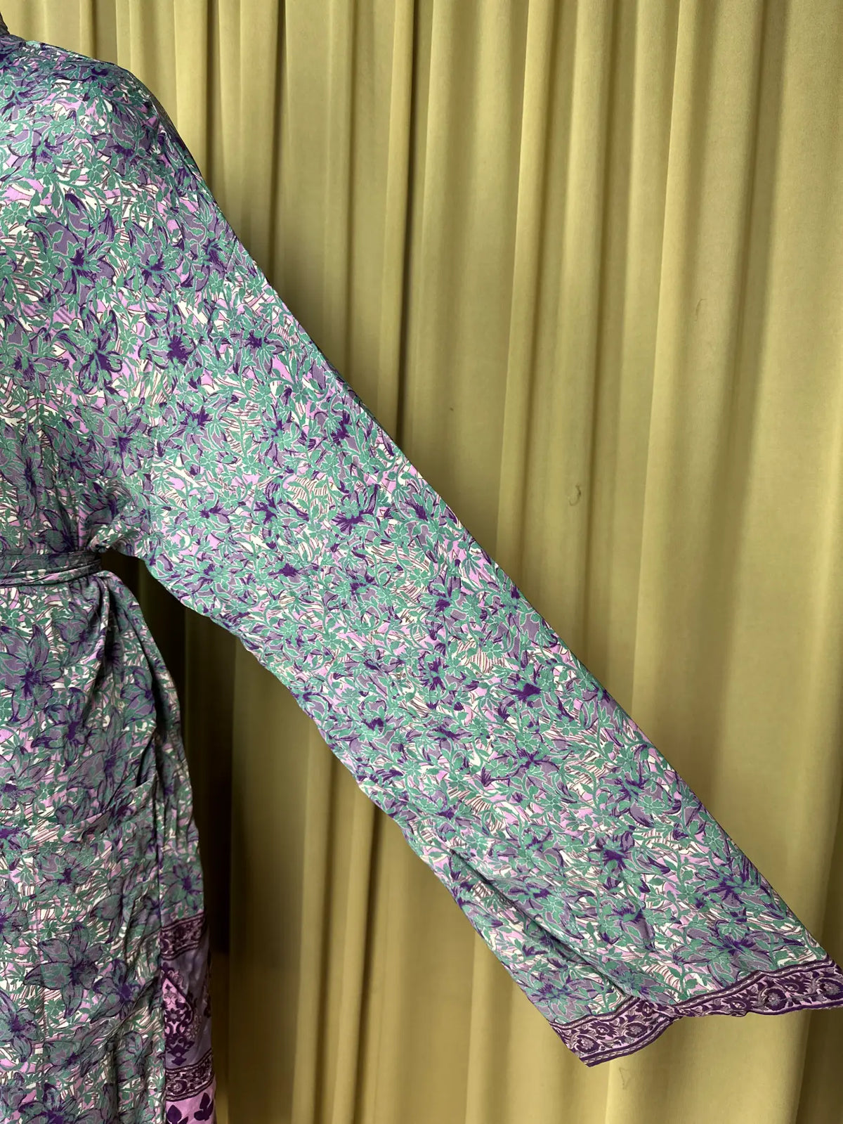Men's Silky Kimono Robe in white floral