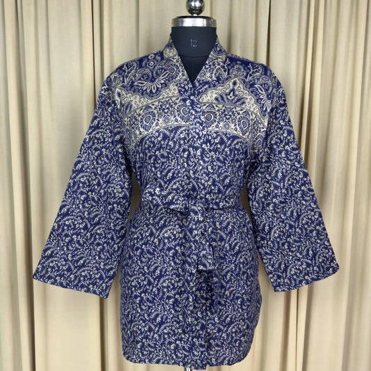 Wool Blend Women Kimono | Winter House Robe Warm Cozy Jacket Short Dressing Loungewear Floral Cardigan | Handmade Mom Gift Someone Special