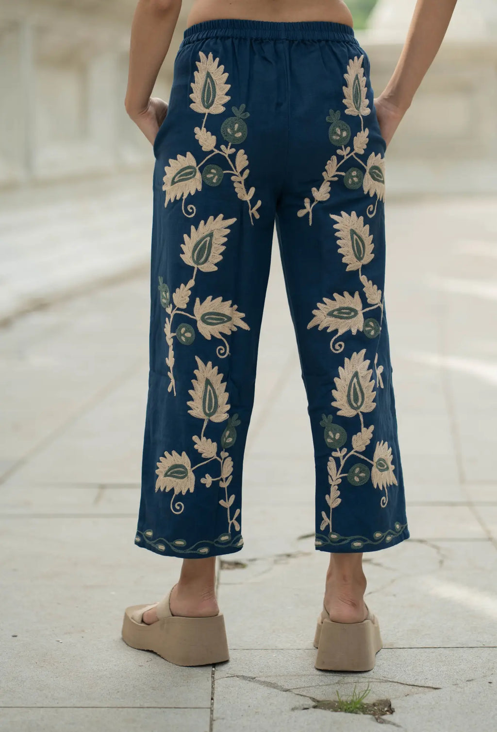 Women's Suzani embroidered Cotton Pajama Pants in floral