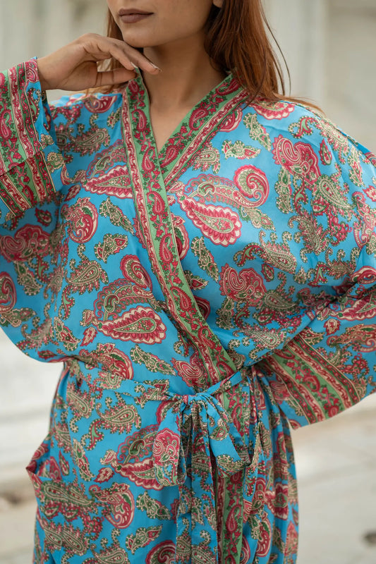 Silky Soft Boho Chic Kimono for Women | Long Lightweight Dressing Gown | Breathable Flowy Loungewear | Beach Cover Up | Perfect Gift for Her