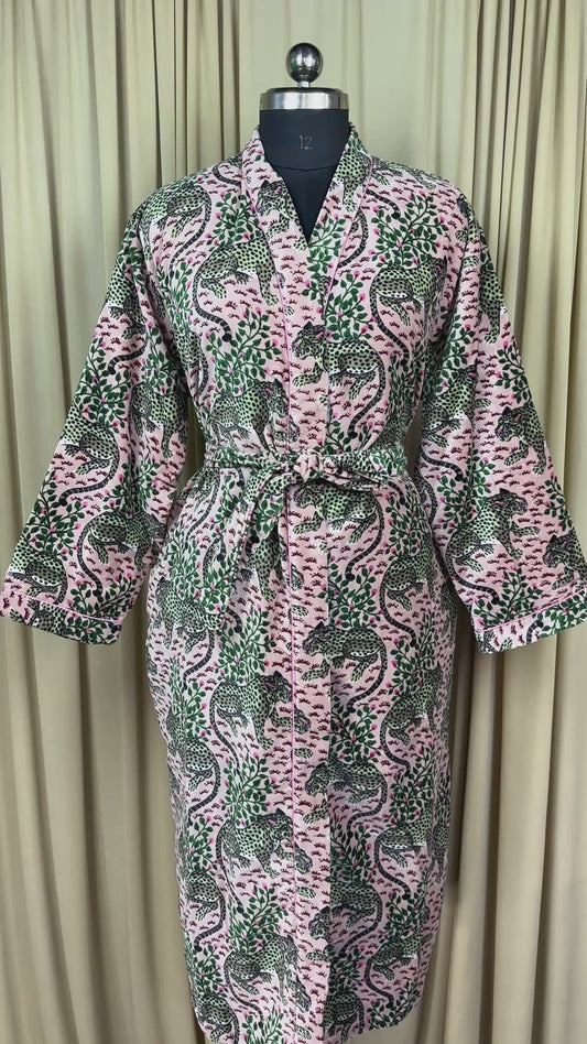 Luxury Velvet Kimono Unisex House Robe | Boho Jacket Autumn Winter Christmas Gift Elegant Reversible COtton Lined | Quirky Gown Animal Floral