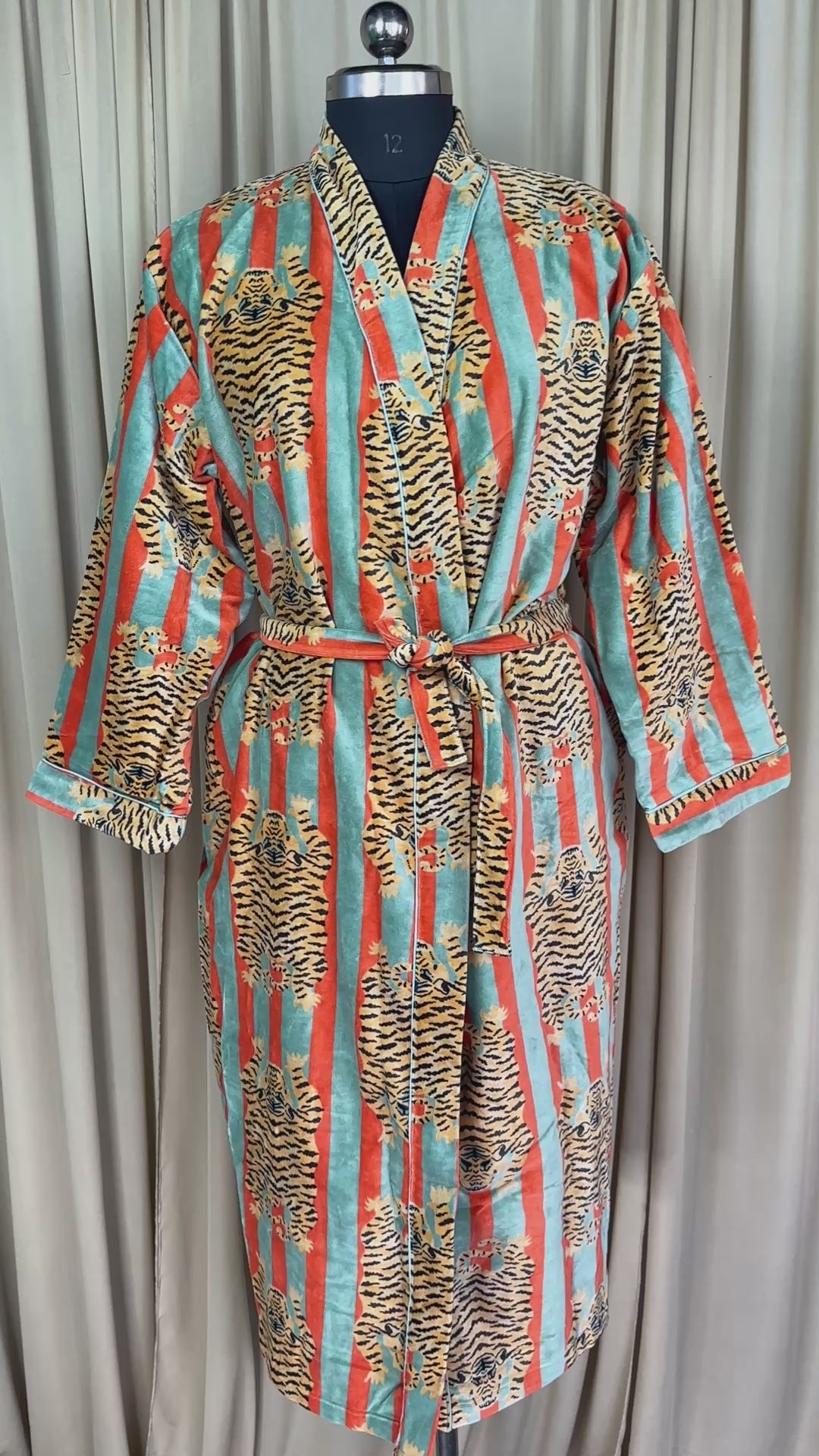 Luxury Velvet Kimono Unisex House Robe | Boho Jacket Autumn Winter Christmas Gift Elegant Reversible Silk Lined | Quirky Gown Animal print